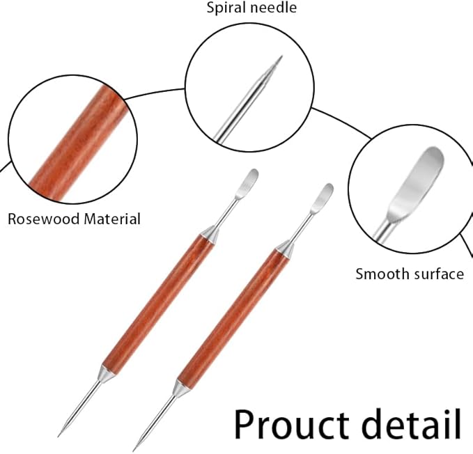4Pcs Latte Art Pen - Stainless Steel Double Ended Barista Tools with Wood Handle for Creating Art in Home Kitchens and Coffee Design