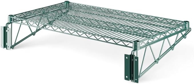 18" x 36" Green Wall-Mounted Wire Shelf with Epoxy Coating, Heavy-Duty Steel Storage Rack, NSF Certified, Easy Installation, Open Wire Design for Kitchen, Garage, or Utility Storage