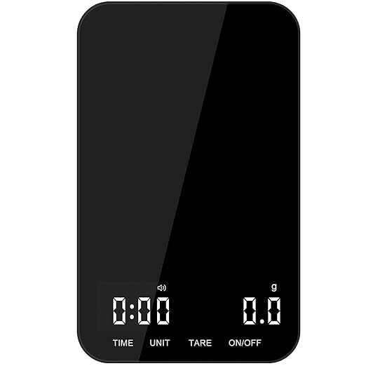 Coffee Espresso Scale with Timer, Kitchen Food Digital Matcha Scale, Rechargeable, Glass Mirror Design, for Barista, 0.3-2000g/0.1g