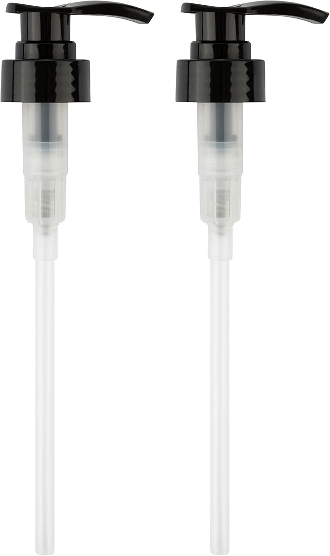 2 Black 33mm Hand Pump - Custom Pump Tube Dip Stick Cut to Size (7.74” Length) to fit kitchentoolz 32oz Boston Round Glass Growler Bottles - 33-400 Neck Size (Bottles not Included)