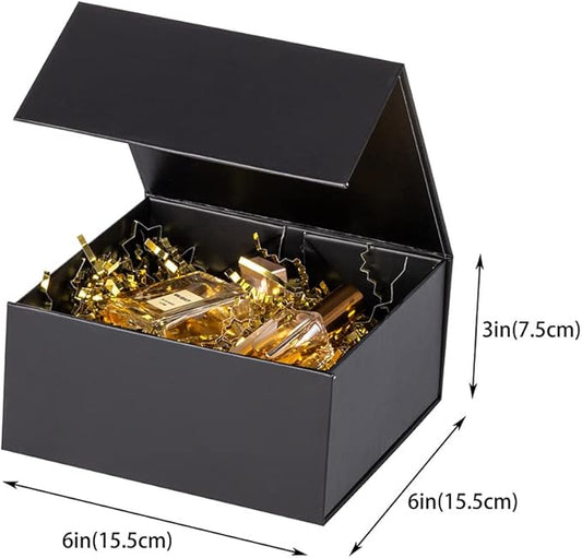 Black Gift Boxes 16 Pack,Collapsible Gift Box with Lid Magnetic Closure,Packaging for Small Business, Parties, Boutiques, Bridesmaid Wedding, Jewelry store, Apparel, Retail Bulk 6x6x3 inch