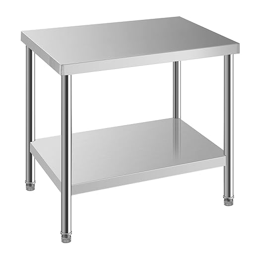 NSF Stainless Steel Table for Prep & Work 36 x 24 Inches,Commercial Heavy Duty Food Prep Worktable with Undershelf for Restaurant, Home and Hotel