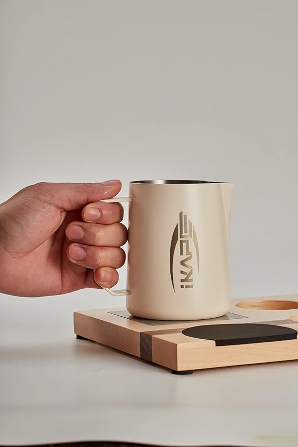 IKAPE Espresso Tamper Base, Espresso Accessories Organizer Box Compatible with All Size Espresso Brand Accessories, Natural Walnut Tamping Station Holder(4 IN One)