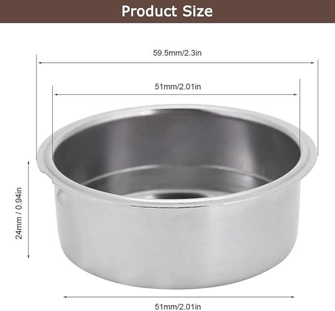 51mm Espresso Filter for 3700 Essential, Double Cup Filter Basket Compatible for CASABREWS Espresso Machine 3700Essential, Double Layer Pressurized Coffee Filter Fits 51mm Portafilter with Circlip