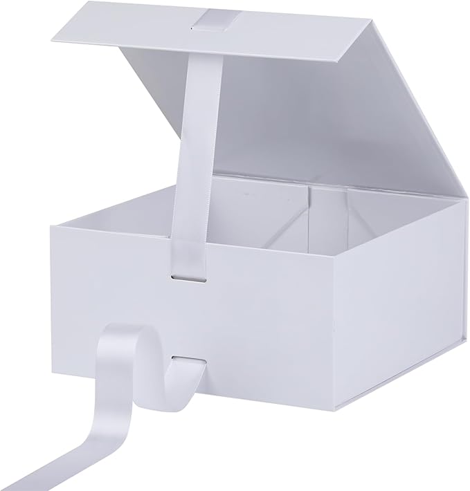 OEMVALATY White Gift Box,14x12x5 Inches Gift Boxes with Lids for Presents with Magnetic Closure and Ribbon for Wedding,Storage,Birthday(5-Pack)