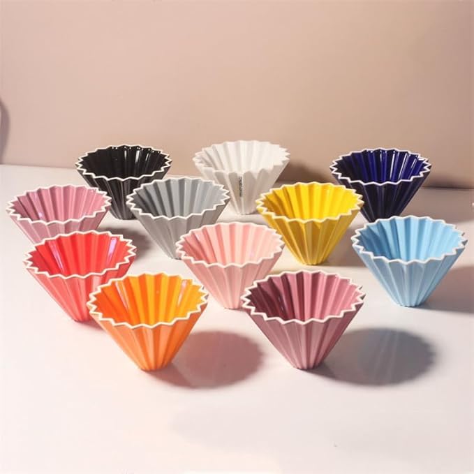 Ceramic Coffee Dripper Pour Over Coffee Maker with Wood Stand Elegant Flower Shape Filter