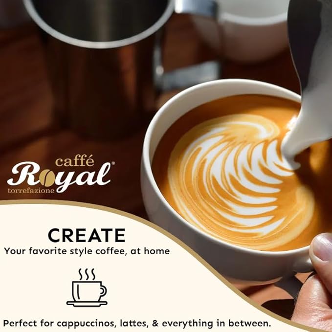 Royal Caffé Italian Coffee Beans – Gourmet Medium Roast, 70% Arabica 30% Robusta Blend, Balanced Sweetness and Intense Aroma, Whole Bean, 2.2 lbs (1000 Grams), Made in Italy
