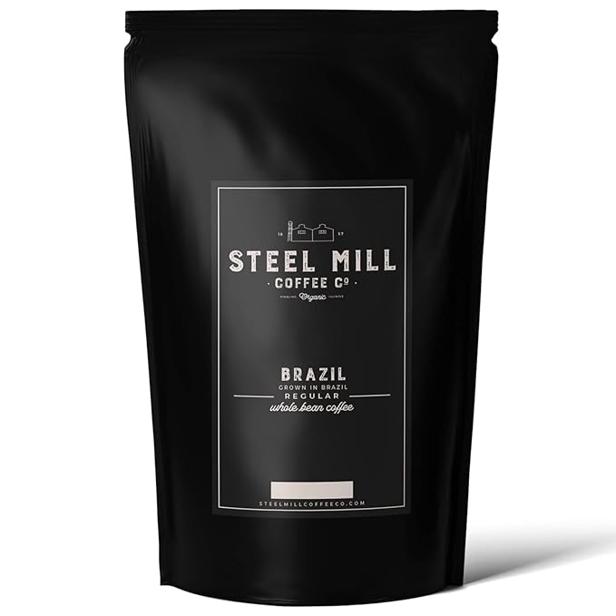 Steel Mill Coffee Co. | Brazil Single-Origin Gourmet Coffee | 2 LB Bag | Whole Bean | Medium Roast | 100% Arabica Beans | Fresh Roasted