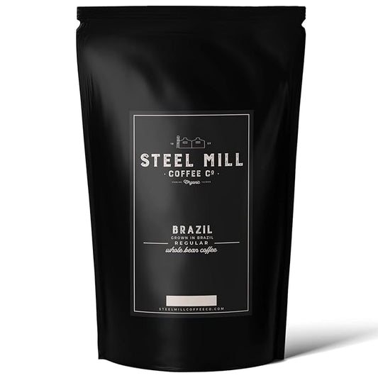 Steel Mill Coffee Co. | Brazil Single-Origin Gourmet Coffee | 2 LB Bag | Whole Bean | Medium Roast | 100% Arabica Beans | Fresh Roasted
