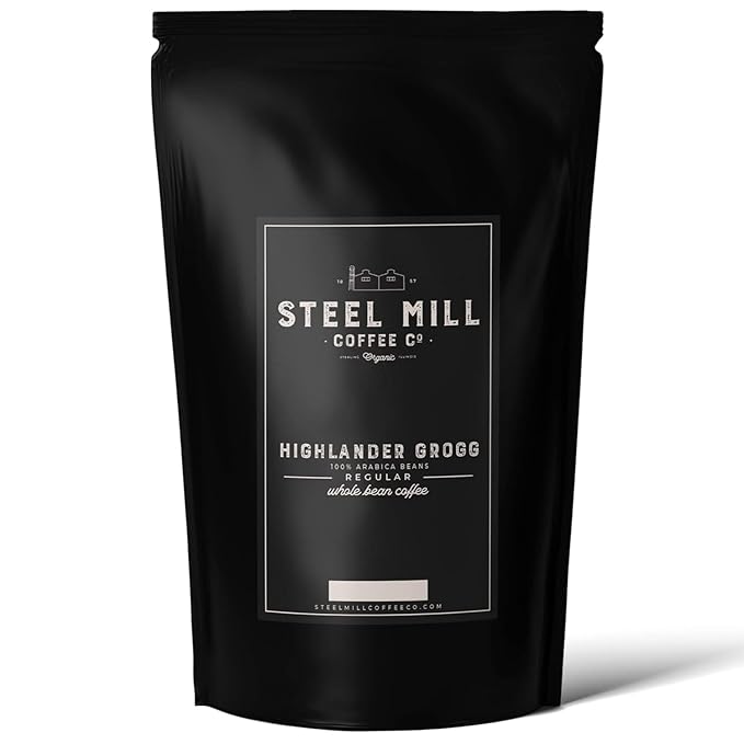 Steel Mill Coffee Co. Highlander Grogg Flavored Coffee – Ground – Medium Roast – 100% Arabica Beans – Vegan – Sugar-Free – Gluten-Free – Gourmet Coffee – 2lb Bag