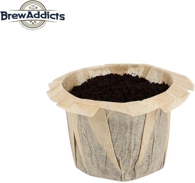 Brew Addicts 600 Paper Coffee Single-Use Filters, Brown, All-Natural & Unbleached for Keurig Brewers and Compatible with K-Cup Pods 1.0 & 2.0 Models, Disposable filters