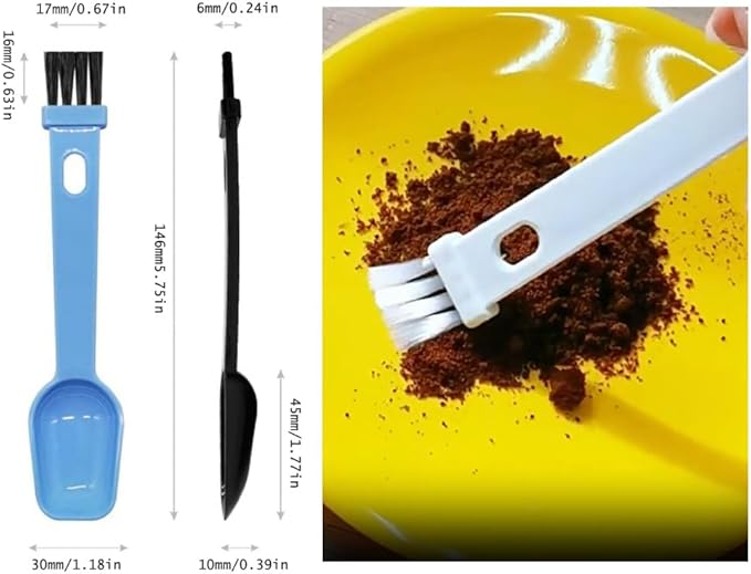 8 Pack Coffee Grinder Brush Cleaning Brushes Cleaner with Nylon Bristles and Scoop Spoon 2 in 1 Handy Tool Set for Barista Espresso Machine Scooping Herb Tea Powder Coffeemaker