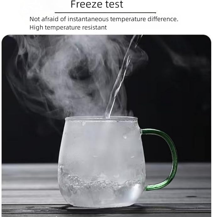 Clear Borosilicate Glass Coffee Mug with Black Handle, 450ml/16oz, Ideal for Coffee, Tea, Beer, and Beverages – Durable, Gift-Ready Glass Mug