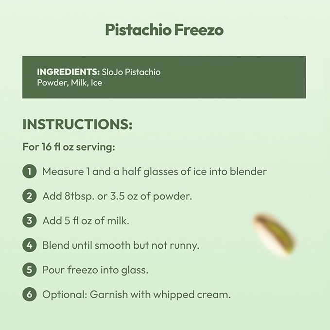 SLOJO Pistachio White Chocolate Powder - Premium Drink Mix for Hot & Cold Beverages, Gourmet Powder, Vegan, Drink Mix for Frozen or over Iced Frappes, Lattes, Iced Coffees, Milkshakes and Desserts, 14-Pound Box