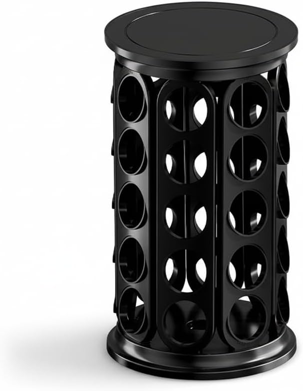 Holder Organizer for 40 Capsules,Rotary Carousel Storage Rack with Detachable Base,Space-Saving for Kitchen,Office,Countertop,or Coffee Station,Modern Black Design