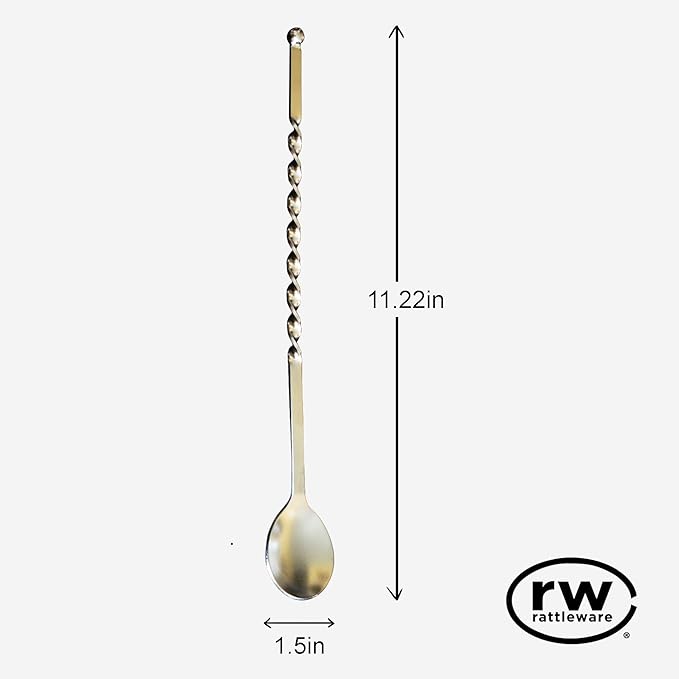 Rattleware Stainless Steel Spoon Twist 11-1/2-Inch – Coffee Scoop with Graduated Measure, Long Handled Espresso Spoon, Barista Tool, Coffee Bar Accessories for Effortless Cocktail Mixing (Set of 4)