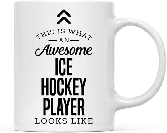 Andaz Press 11oz. Ceramic Coffee Tea Mug Thank You Gift, This is What an Awesome Ice Hockey Player Looks Like, 1-Pack, Birthday Christmas Gift Ideas Coworker Him Her, Includes Gift Box