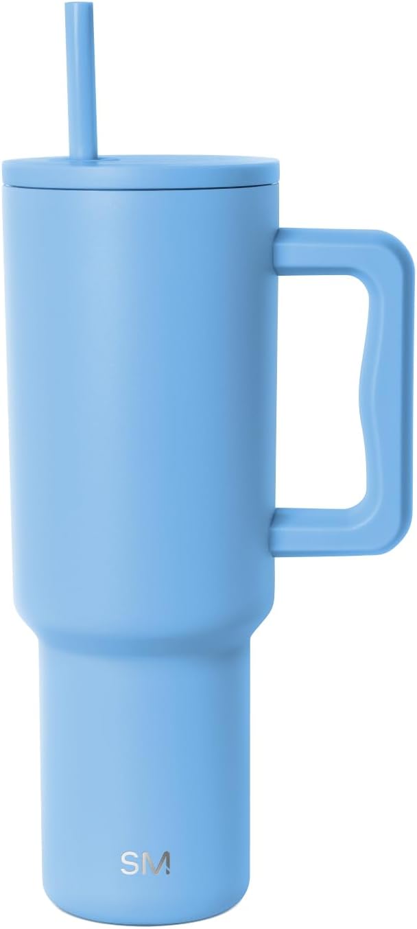 Simple Modern 40 oz Trek Tumbler with Handle and Straw Lid | Cup Holder Friendly Insulated Stainless Steel Travel Mug | Snow Day
