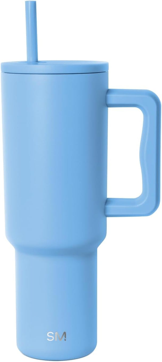 Simple Modern 40 oz Trek Tumbler with Handle and Straw Lid | Cup Holder Friendly Insulated Stainless Steel Travel Mug | Snow Day