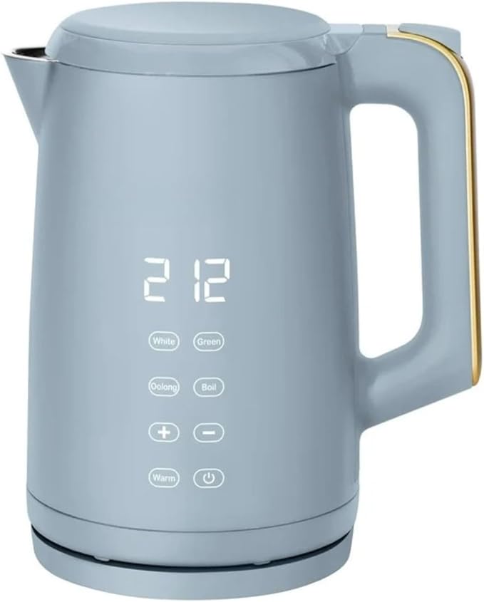 Electric Gooseneck Kettle 1 Liter 1200W, Stainless Steel, Pour Over Coffee Tea, Auto Shut-Off, 360° Cordless Power Base (Cornflower Blue 1.7L)