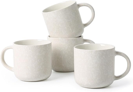 MONITO 12 OZ Coffee Mugs Set of 4, Modern Ceramic Coffee Mugs Set with handle for Tea/Latte/Cappuccino/Milk/Cocoa.White.