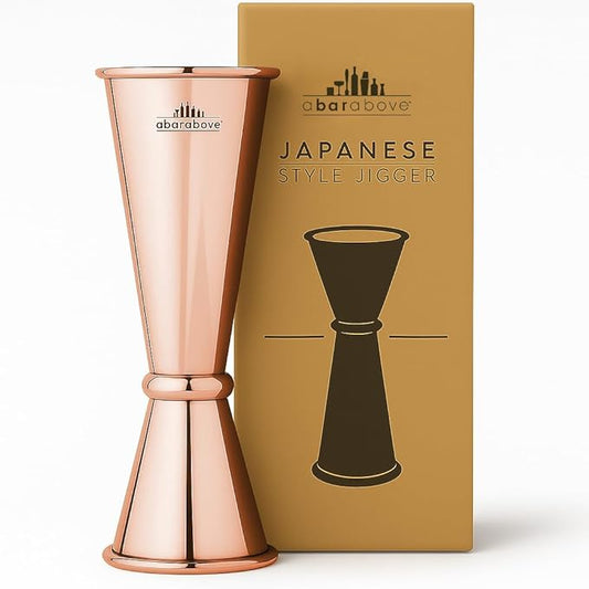 A Bar Above Premium Japanese Jigger 8 Precise Measurement Markings, Heavy Duty 304 Stainless Steel Double Cocktail Jigger for Professional Bartenders & Home Use, Durable Bar Tool for Accurate Pouring