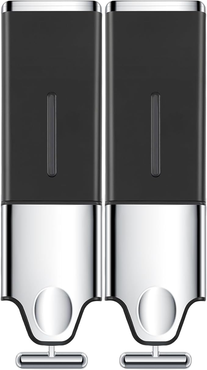2-in-1 Quadrate Dispensers for The Shower,Shower soap Dispenser,Conditioner Dispenser, Shampoo Dispenser,No Drilled Wall Mounted Distributor,Hotel,Bathroom,Home