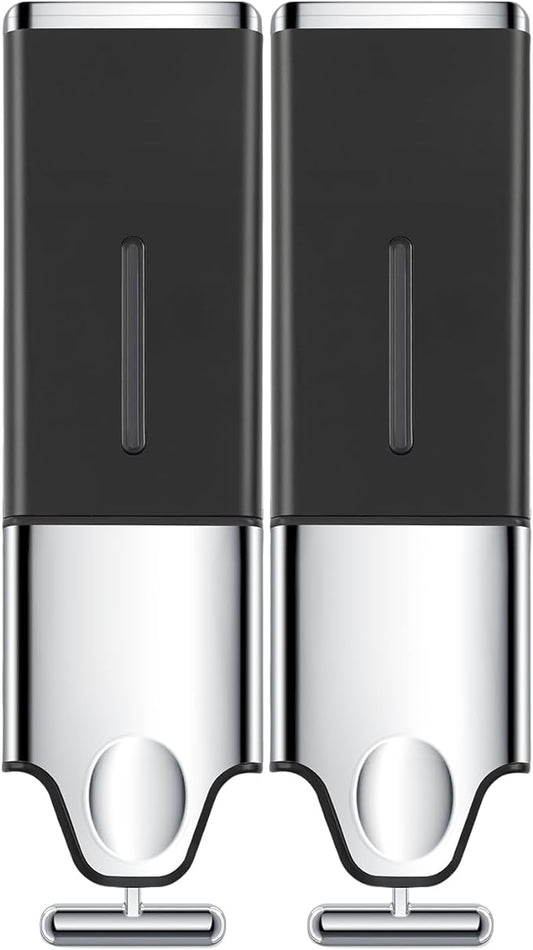 2-in-1 Quadrate Dispensers for The Shower,Shower soap Dispenser,Conditioner Dispenser, Shampoo Dispenser,No Drilled Wall Mounted Distributor,Hotel,Bathroom,Home