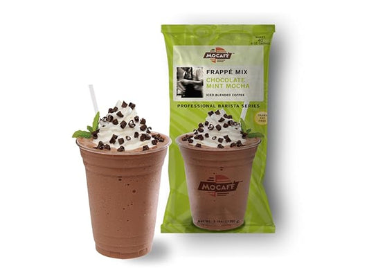 MOCAFE Peppermint Mocha Frappe Mix, Blended Iced Coffee Powder, Chocolate Mint Drinks 3lb Bulk Bag