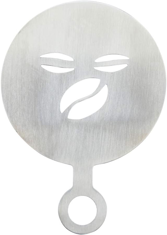 Restaurantware Coffee Art Stencil Pack of 1 Stainless Steel Cafe Bean Decorating Stencil for Latte Art, Reusable Tool With Built-In Handle, Dishwasher-Friendly Coffee Shop Accessory