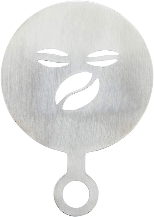 Restaurantware Coffee Art Stencil Pack of 1 Stainless Steel Cafe Bean Decorating Stencil for Latte Art, Reusable Tool With Built-In Handle, Dishwasher-Friendly Coffee Shop Accessory
