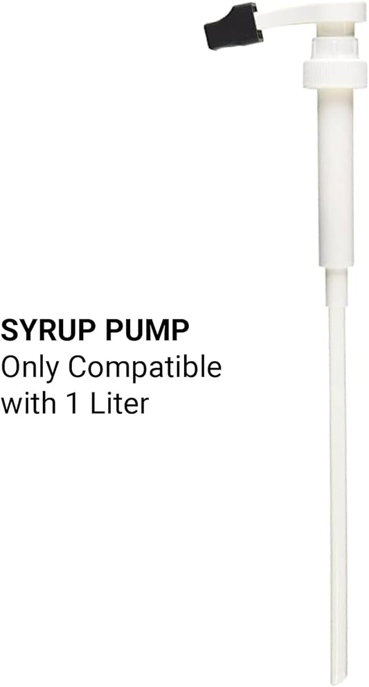 Monin - Syrup Pump, Exclusively for 1 Liter (33.8 fl oz) Plastic Bottles | Mess-Free Dispensing + Tip Cover Included (White)