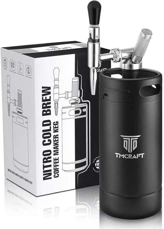 TMCRAFT 128oz Nitro Cold Brew Coffee Maker, Home Brew Coffee Keg with Stainless Steel Stout Creamer Faucet & Pressure Relieving Valve