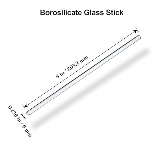 15 Pack Glass Stirring Rods: Diameter 0.236 inch Length 8 inch Glass Stir Sticks, Borosilicate Glass Stirring Rod for Mixing Lab