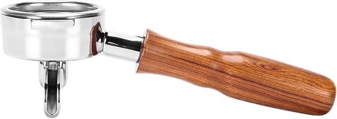 DIBTSA 58mm Espresso Portafilter Compatible with La Marzocco,Single Spout 2 Ears, 304 Stainless Steel Head and Filter Basket and Wood Handle,Espresso Machine Parts