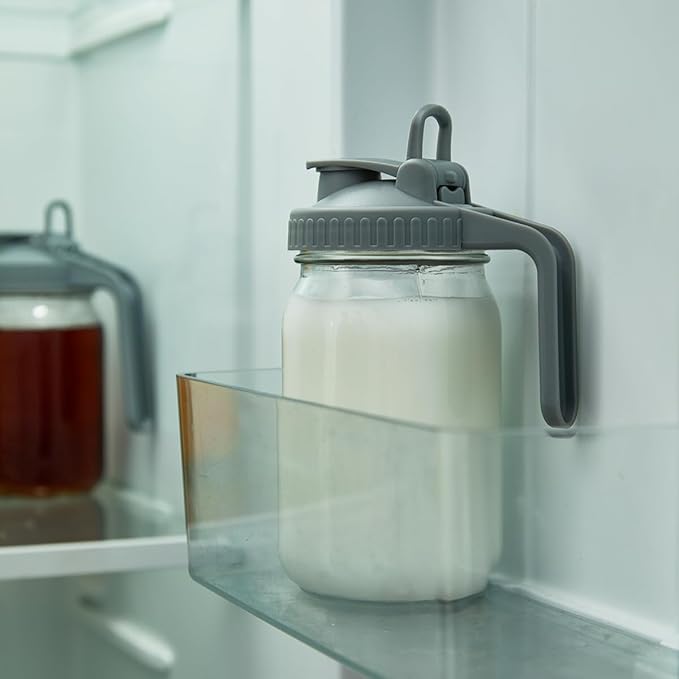 Karafu 30 Oz Milk Pitcher - Glass Mason Jar with Pour Spout Handle Leak Proof, Airtight Jug for Milk, Iced Tea, Sun Tea, Cold Brew Coffee, Juice - Heavy Duty Wide Mouth Storage Container