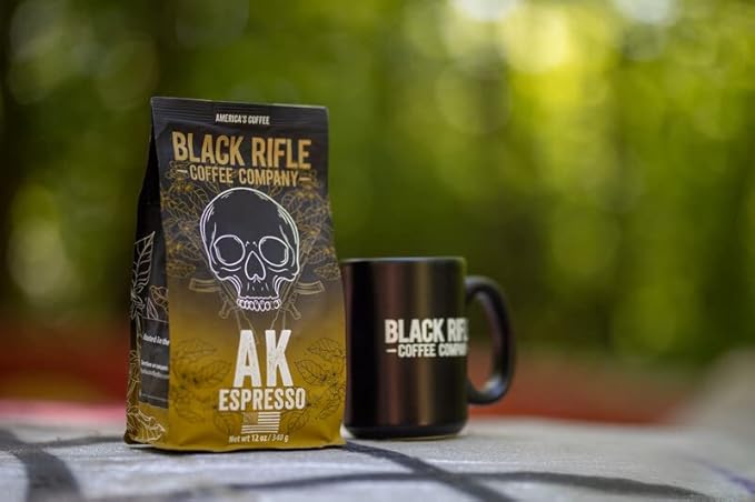 Black Rifle Coffee Company AK Espresso, 12oz Bag, Ground Coffee Medium Roast - Roasted Blend Made from Arabica Beans - Colombian & Brazilian Beans - Veteran Founded & American Made