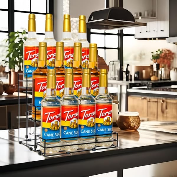 TelKeen 12 Bottles Coffee Syrup Rack Organizer, Coffee Syrup Stand Holder, 3 Tier Coffee Syrup Organizer for Coffee Bar Station, Wine Rack for Countertop, Bottle Display Shelf for Cocktail, Dressing