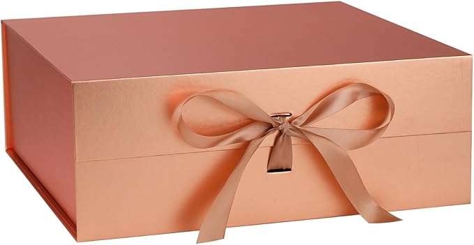 OEMVALATY Rose Gold Gift Box,18x18x6 Inches Gift Boxes with Lids for Presents with Magnetic Closure and Ribbon for Wedding,Storage,Birthday