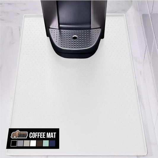 GORILLA GRIP Silicone Coffee Mat, 15x23, Espresso Machine Bar Accessories, Keep Kitchen Counters Clean, Stays in Place, Waterproof and Heat Resistant Dish Drying Mats, Home Decor Essentials, White