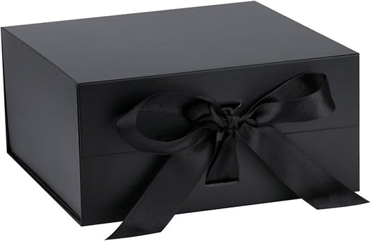 OEMVALATY Black Gift Box,10x10x5 Inches Gift Boxes with Lids for Presents with Magnetic Closure and Ribbon for Wedding,Storage,Birthday