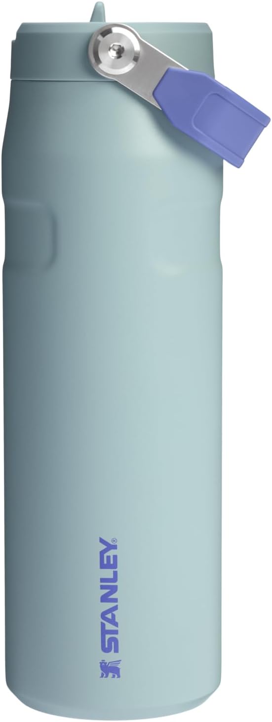 Stanley IceFlow Flip Straw 2.0 Water Bottle 24 oz | Built-In Straw for Travel and Sports | Lightweight and Leak Resistant | Insulated Stainless Steel | BPA-Free | Blue Cactus