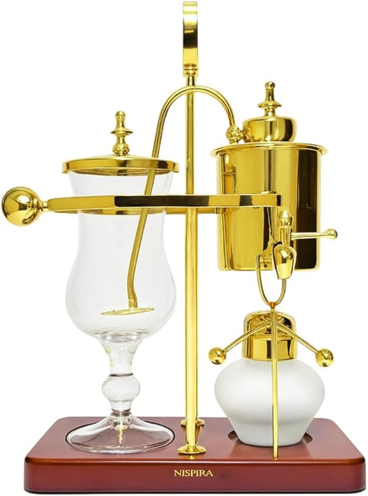 Nispira Belgium Royal Family Balance Syphon Unique Gravity Vintage Coffee Maker Vacuum Brewing System Gold 500 ml