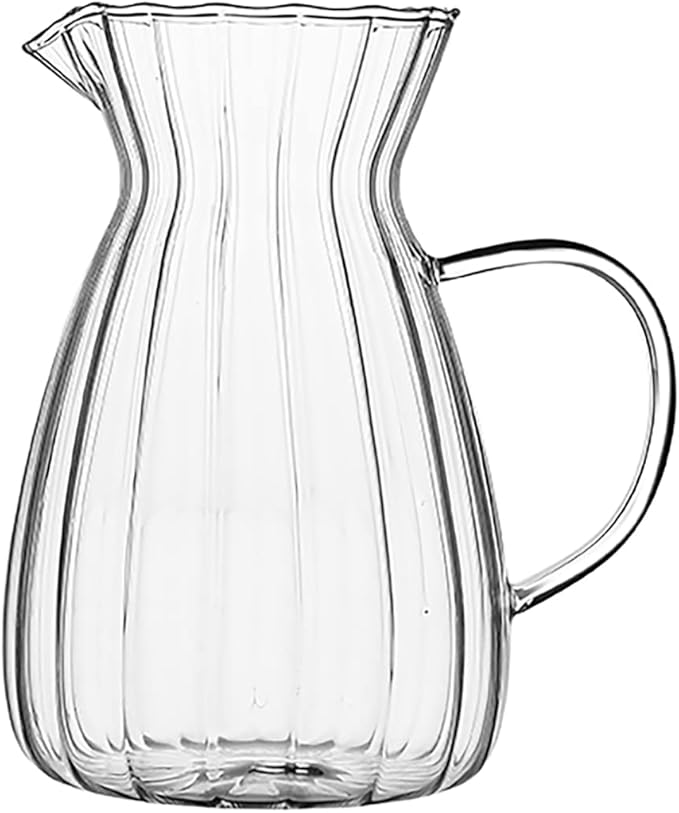 CHOOLD Creative Embossed Stripe Clear Crystal Glass Creamer Pitcher/Serving Pitcher/Sauce Pitcher/Milk Coffee Creamer Jug for Kitchen(15 oz)