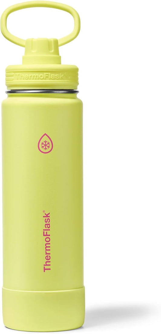 ThermoFlask 24 oz Double Wall Vacuum Insulated Stainless Steel Water Bottle with Spout Lid, Unmellow Yellow