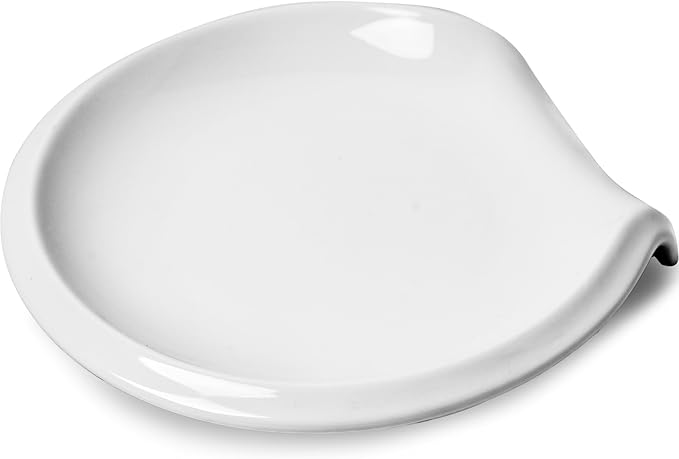 HOMBENE Spoon Rest for Stove Top, 5.5 Inches Kitchen Spoon Holder, Ceramic Spoon Rest Stove Top, Kitchen, Coffee, Set for 1, White