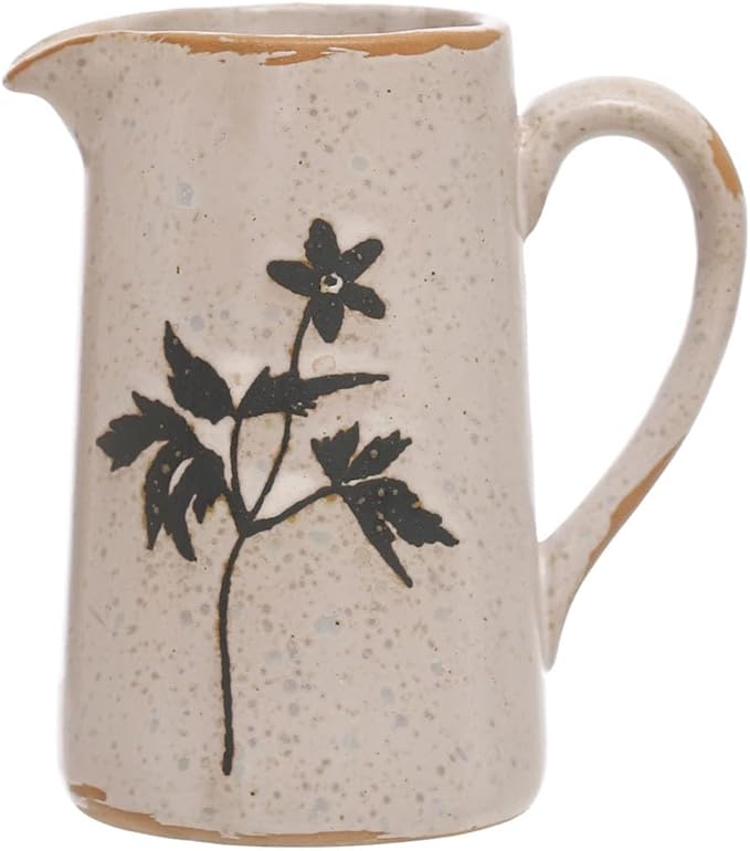 2oz Embossed Stoneware Creamer