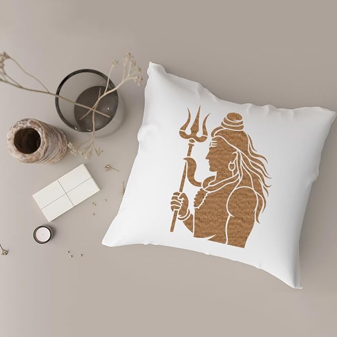 FINGERINSPIRE 4PCS India Shiva Painting Stencil with Paint Brush 8.3x11.7inch Character Silhouette Pattern Drawing Template Plastic Moon Man Snake Stencil Indian Theme Template for Home Decoration