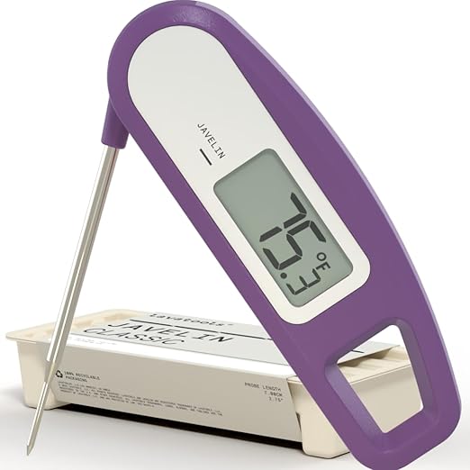 Lavatools Javelin® Ultra-Fast 3-Second Digital Instant Read Meat Thermometer for Grill and Cooking, 2.75" Probe, Compact Foldable Design, Large Display, IP65 Water Resistant, NSF Certified – Ube