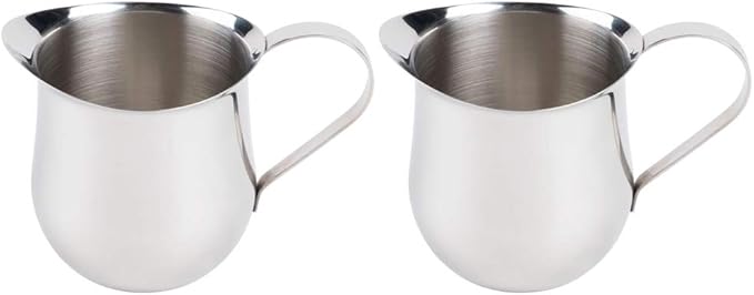 Betolla (2 Pack) 5 oz Stainless Steel Bell Creamer – Bell-Shaped Mini Pitchers for Serving Cream, Milk, Syrups & More
